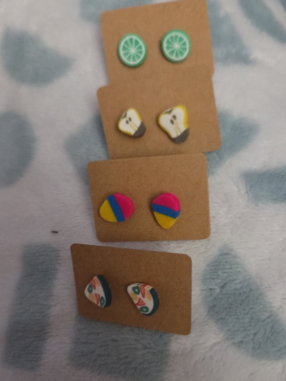 Earrings Fruit & Colorful Stud Earring Set - Green, Yellow, Pink, Blue